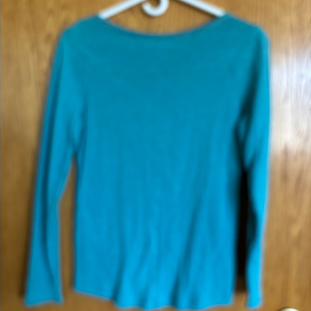 Eddie Bauer Teal Long Sleeve Scoop Neck Henley - Picture 2 of 3